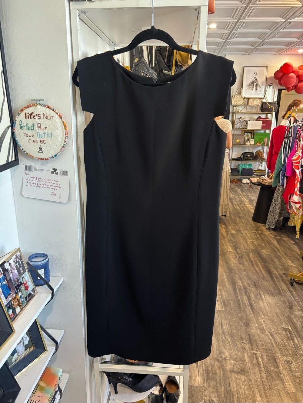 MM.LaFleur Black Cap-Sleeve Midi Sheath Dress